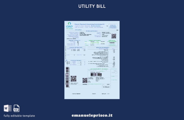 modello word di bolletta delle utenze EYATH della Grecia in stile verificato